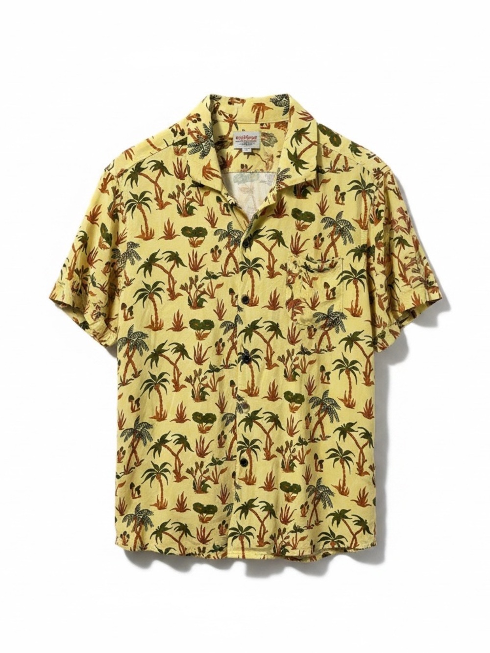 Poler Aloha Hawaiian Shirt Men’s M Yellow Cabana Retro Viscose